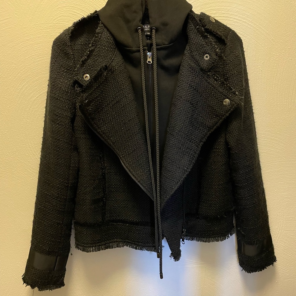 Central Park West tweed black sweatshirt/jacket xs